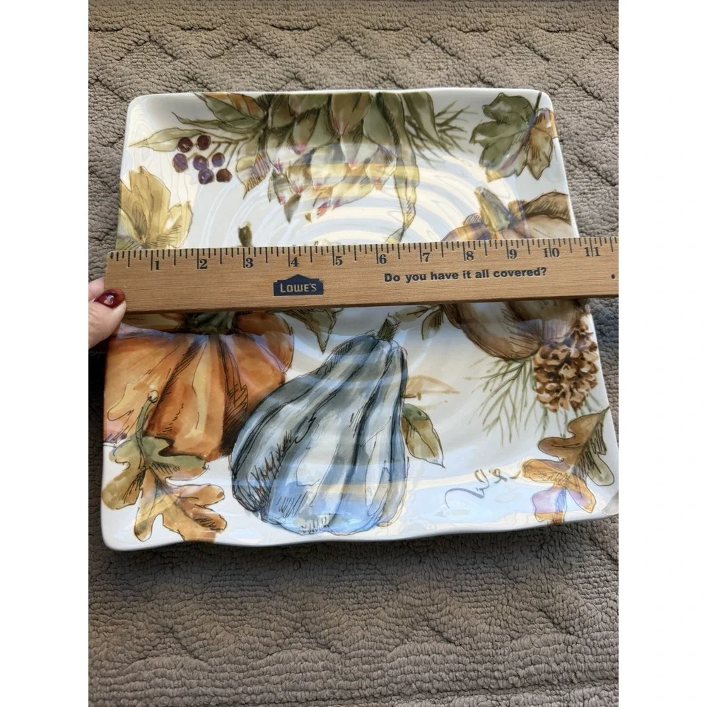 maxcera Blue Pumpkin Dinner Plate hand-painted